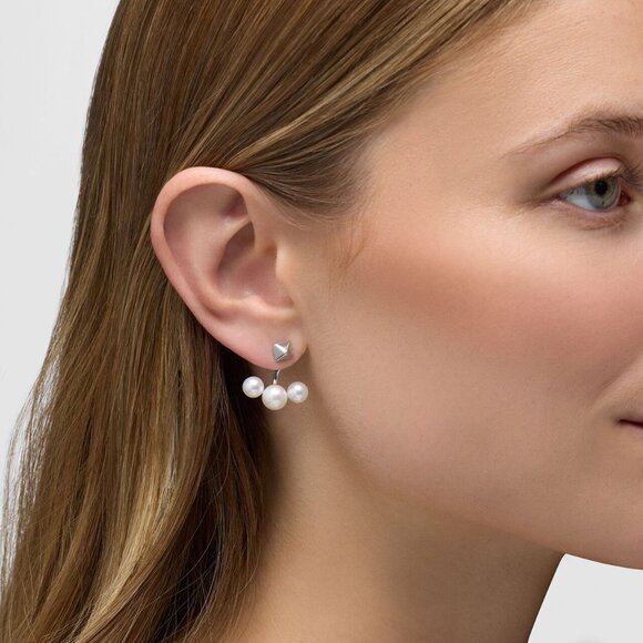 Maison Birks Rock Stud Jacket Earrings Pure 925 Silver - Picture 5 of 5